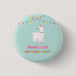Llama Birthday Party Button