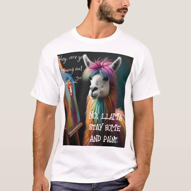 Llama Bleibe Zuhause & Paint Artist's T - Shirt (Vorderseite)