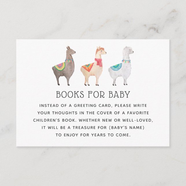 Llama Books for Baby | Baby Shower Library Request Begleitkarte (Vorderseite)