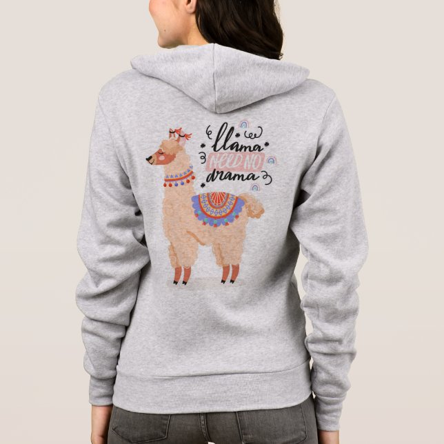 Llama braucht kein Drama Hoodie (Rückseite)