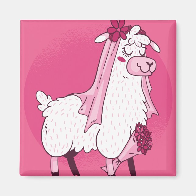 Llama-Braut Magnet (Vorne)