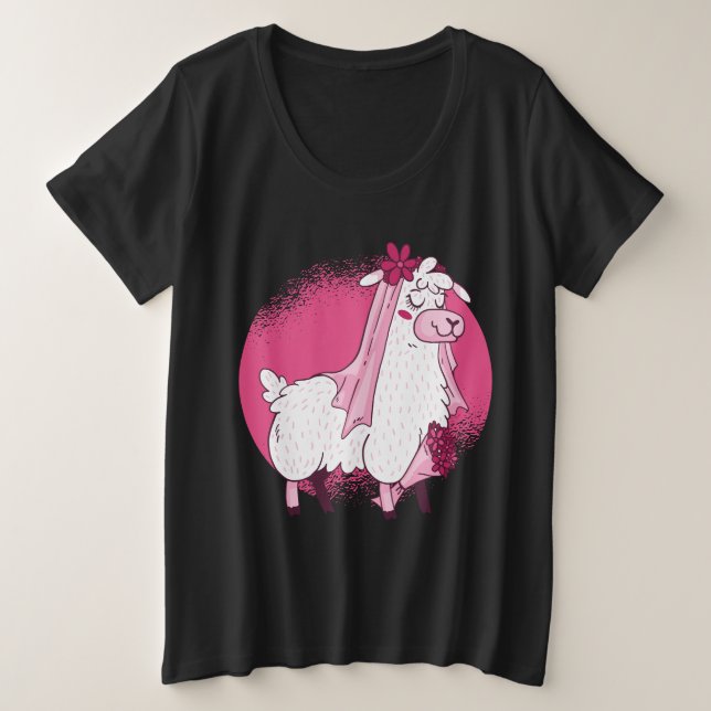 Llama Bride Große Größe T-Shirt (Design vorne)
