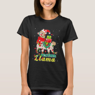 Llama-Bruder trägt Weihnachtsmannmütze Xmas-Schlaf T-Shirt