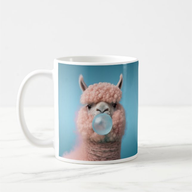 Llama Bubblegum Funny Kaffeetasse (Links)