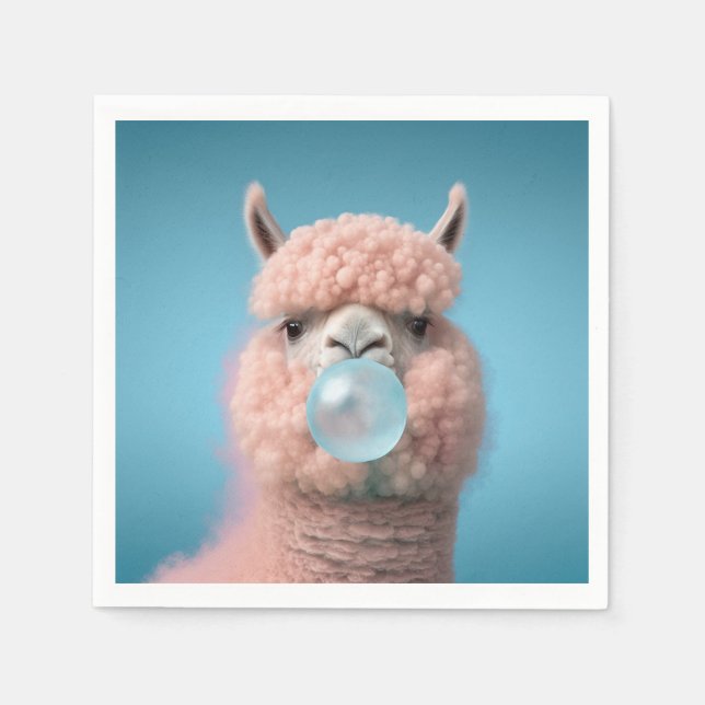 Llama Bubblegum Funny Serviette (Vorderseite)