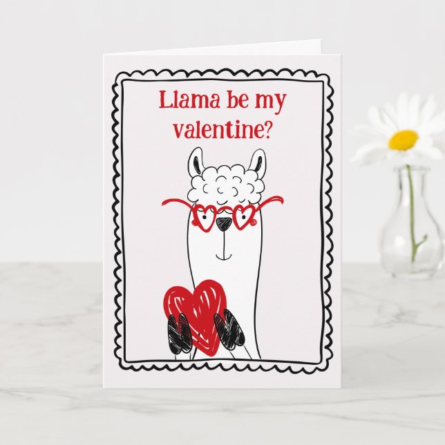Llama By My Valentine Funny Kids Valentine's Day Karte (Kleine Pflanze)