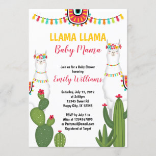 Llama cactus baby Dusche Einladung Girl Fiesta