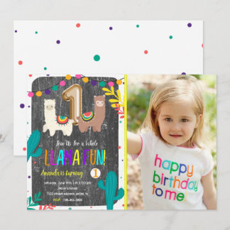 Llama Cactus Child 1. Geburtstag Einladung