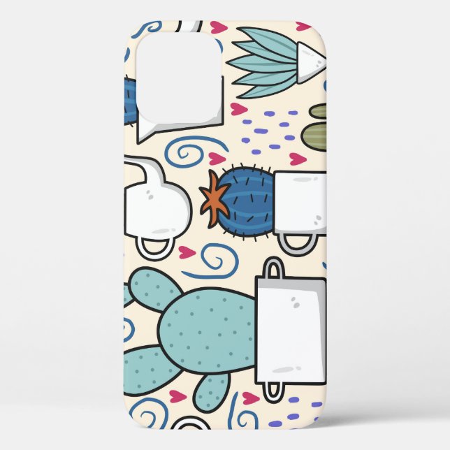 Llama Cactus: HandGezeichnet Nahtloses Design Case-Mate iPhone Hülle (Rückseite)
