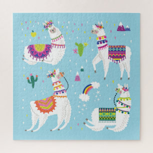 Llama & Cactus: Niedliches Vintages Set Puzzle
