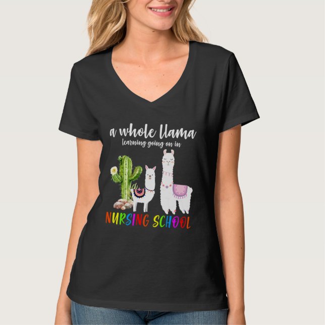 Llama Cactus Nursing School Zurück in die Schule T-Shirt (Vorderseite)