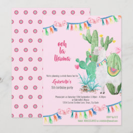 Llama Cactus Whole Llama Fun Girls Birthday Party Einladung