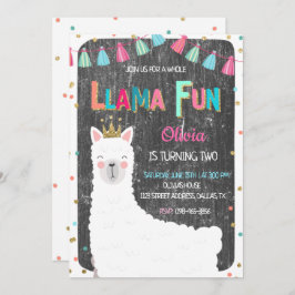 Llama Chalkboard Geburtstagseinladung Einladung