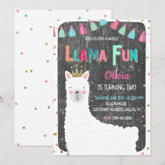 Llama Chalkboard Geburtstagseinladung Einladung