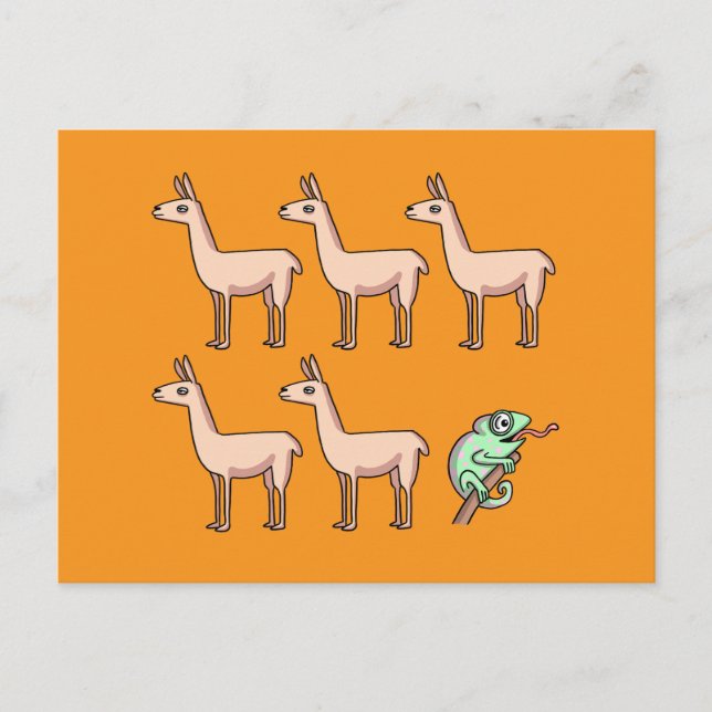 Llama Chameleon Faltkarte Postkarte (Vorderseite)