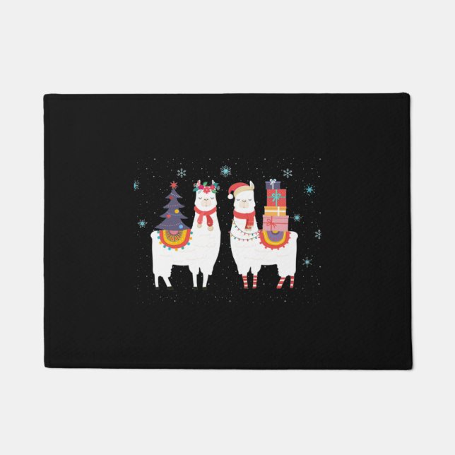 Llama Christmas - Alpaca Weihnachten Fußmatte (Vorderseite)