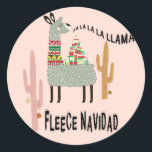 Llama Christmas Funny Fleece Navidad Runder Aufkleber<br><div class="desc">Llama Round Sticker | Funny Adorable Llama mit Weihnachtsgeschenken auf seiner Rückseite - Fleece Navidad Llama - ein Schal mit Llama mit Geschenken auf seinem Rücken umgeben von Saguaro Kakteen mit Zierdekorationen - Dies ist Teil einer vom Weihnachtslama koordinierten Sammlung.</div>