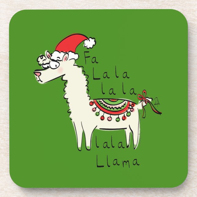 Llama Christmas Kids Niedlich Funny Getränkeuntersetzer (Vorderseite)