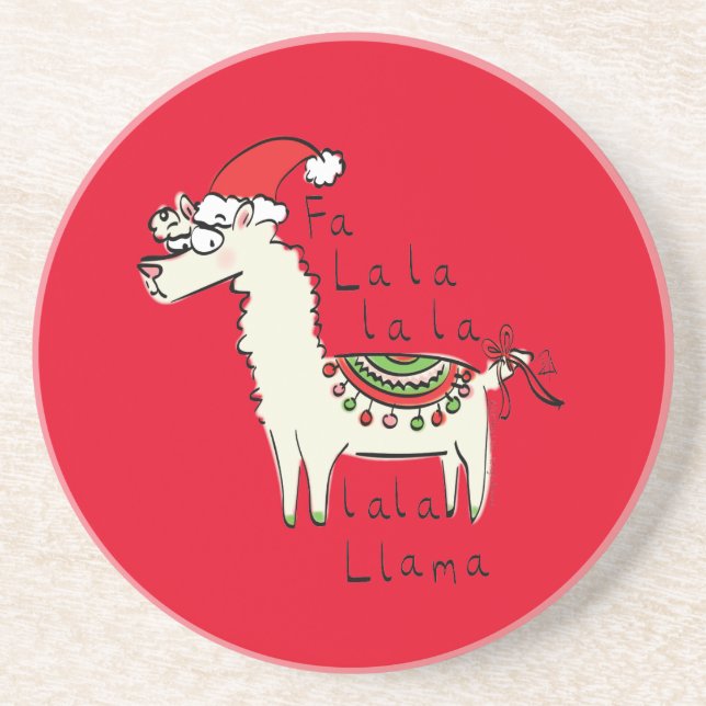 Llama Christmas Kids Niedlich Funny Getränkeuntersetzer (Vorne)