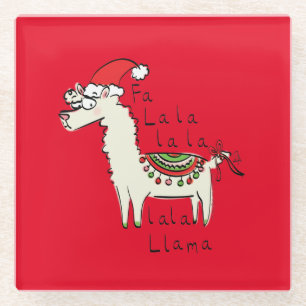 Llama Christmas Kids Niedlich Funny Glasuntersetzer