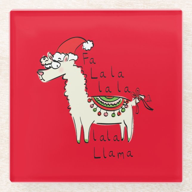 Llama Christmas Kids Niedlich Funny Glasuntersetzer (Vorderseite)