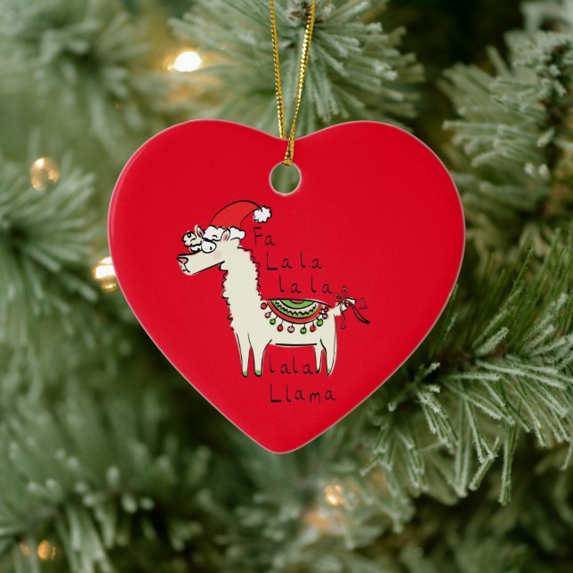 Llama Christmas Kids Niedlich Funny Keramik Ornament (Baum)