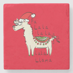 Llama Christmas Kids Niedlich Funny Steinuntersetzer
