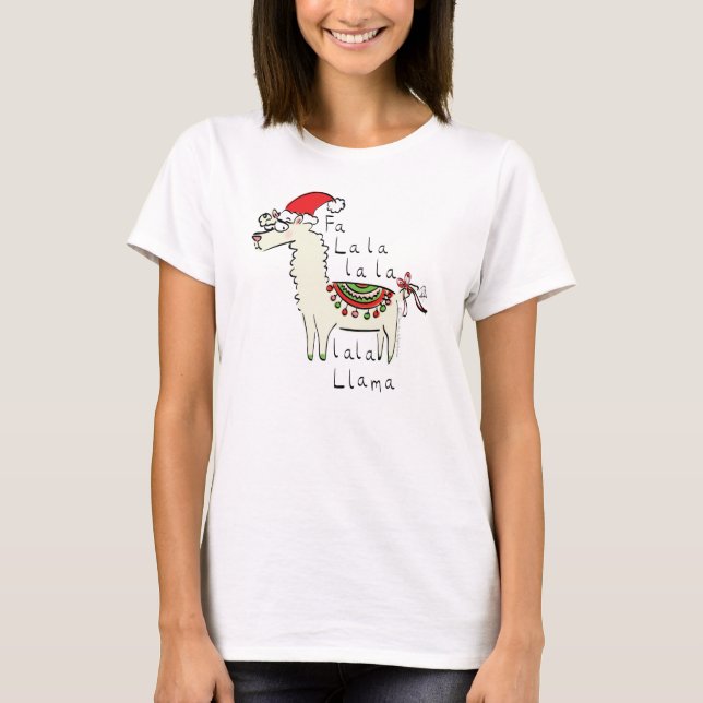 Llama Christmas Kids Niedlich Funny T-Shirt (Vorderseite)