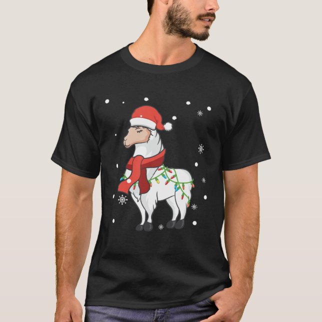Llama Christmas Lights Sturdy Animals  Alpaca Xmas T-Shirt (Vorderseite)