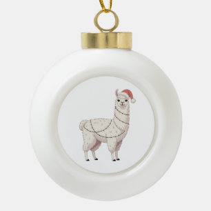 Llama Christmas Lights Sturdy Animals Lover Alpaca Keramik Kugel-Ornament