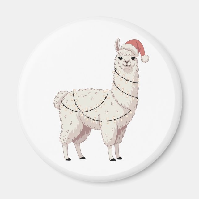 Llama Christmas Lights Sturdy Animals Lover Alpaca Magnet (Vorne)