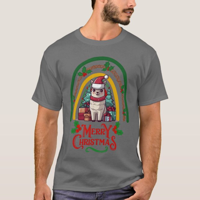 Llama Christmas lustig T-Shirt (Vorderseite)