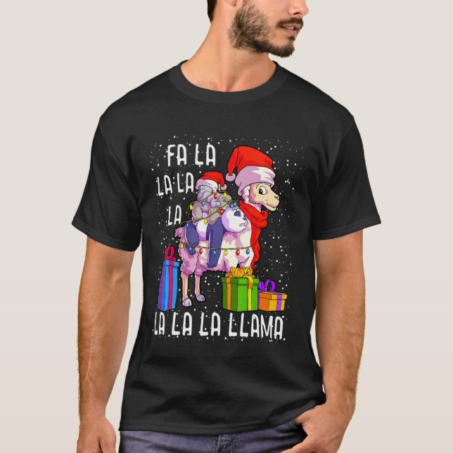 Llama Christmas Pajama Panda Koala Lover T-Shirt (Vorderseite)