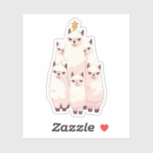 LLAMA CHRISTMAS TREE AUFKLEBER