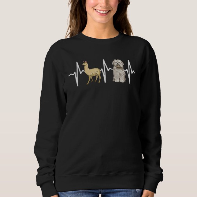 Llama Coton De Tulear Heartbeat Dog Sweatshirt (Vorderseite)