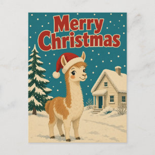 Llama Cottage Schnee Tier Weihnachten Postkarte