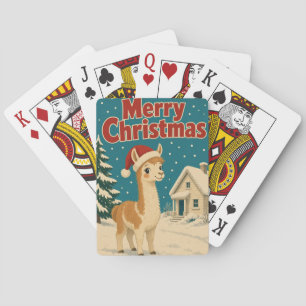 Llama Cottage Schnee Tier Weihnachten Spielkarten