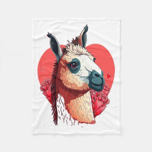 Llama Cute Alpaca Valentines Day Animal  Fleecedecke (Vorderseite)