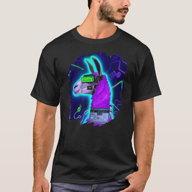 Llama Cyborg Robot Llama Cool Artistic Retro Alpac T-Shirt (Vorderseite)