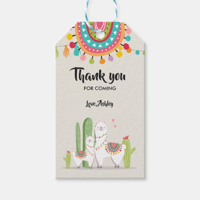 Llama danke Ihnen tags Fiesta Cactus Alpaca Mexica Geschenkanhänger (Vorderseite)