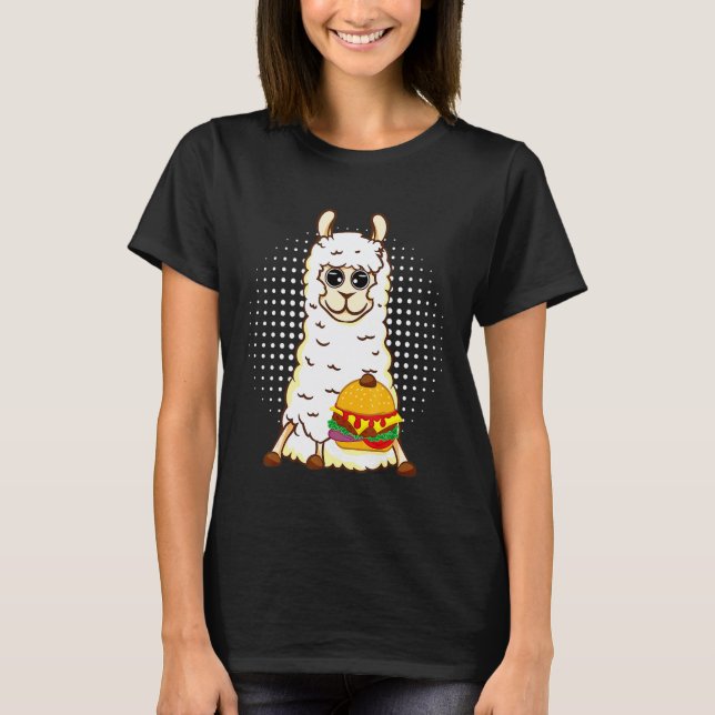 Llama Design Überraschung Sitzender Llama mit Burg T-Shirt (Vorderseite)