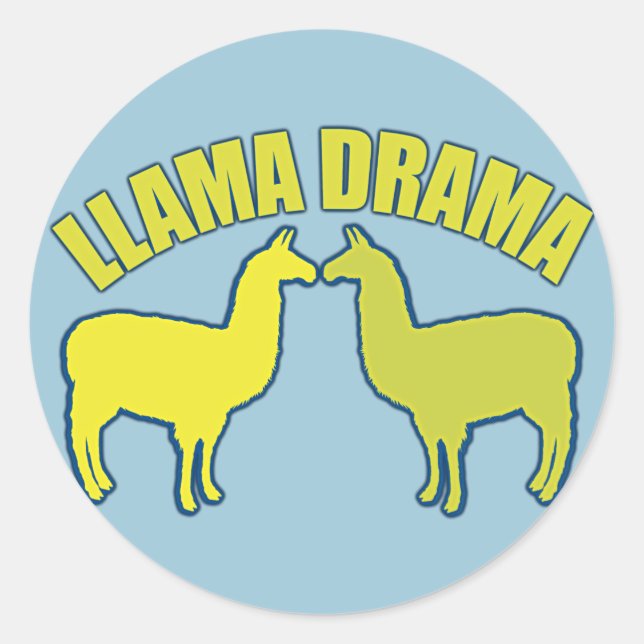 Llama Drama Runder Aufkleber (Vorderseite)