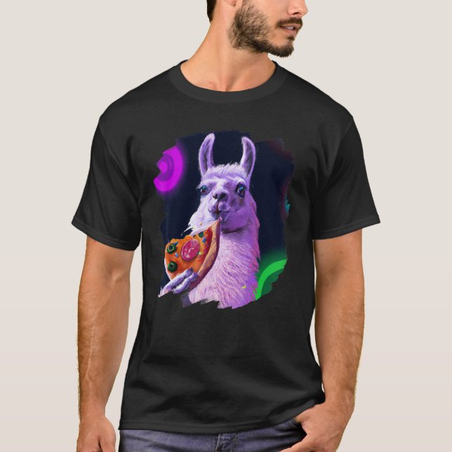 Llama Eating Pizza  Cool Pizza Llamas T-Shirt (Vorderseite)