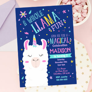 Llama Einhorn Geburtstagseinladung Magische Party Einladung