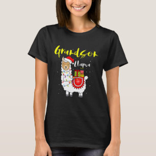 Llama Enkel leuchtet Weihnachtsmannmütze Xmas Pyja T-Shirt