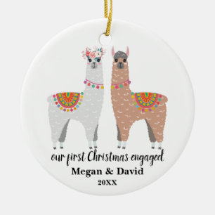 Llama Erste Weihnachten Verlobten oder verheiratet Keramik Ornament