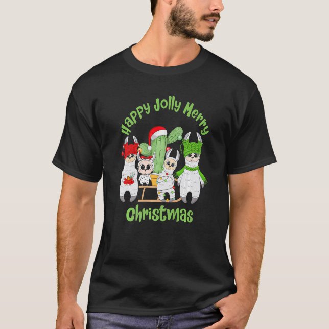Llama Family Men Women and Kids Cute Christmas T-Shirt (Vorderseite)