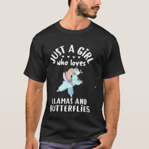 Llama fängt Schmetterlinge Nur ein Mädchen, das L T-Shirt