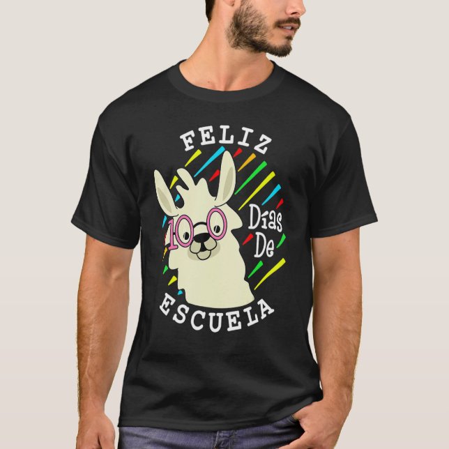Llama Feliz 100 Dias De Escuela 100 Days Of School T-Shirt (Vorderseite)