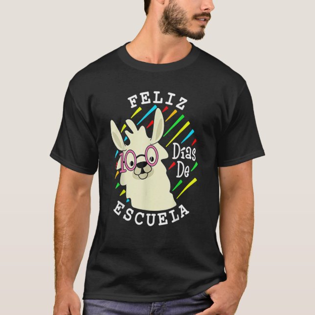 Llama Feliz 100 Dias De Escuela 100 Days Of School T-Shirt (Vorderseite)